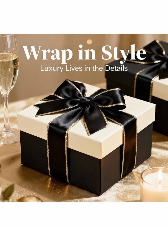 5PCS Ribbon,  Double Faced Satin Ribbon with Gold Edge, Delicate for Gift Wrapping, Flower Bouquet, DIY Crafts, Wedding, Hair Bow, Holiday, Party Decorations - Image 4